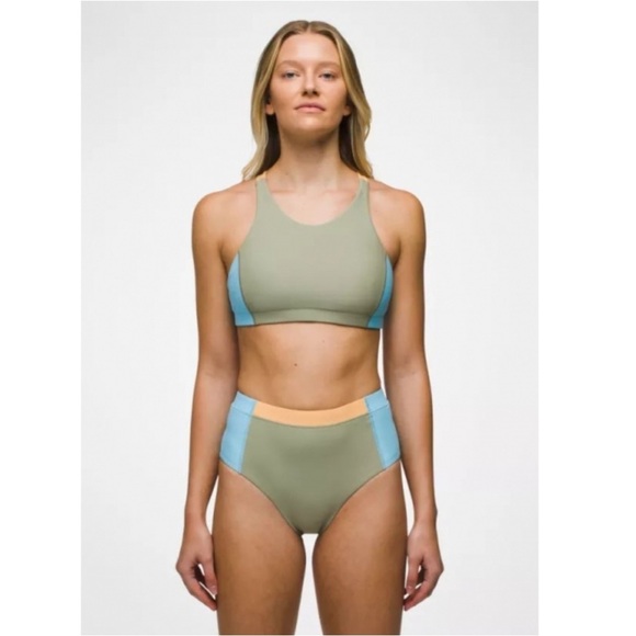 NWT prAna Baja Bound Colorblock Surfer Volleyball Bikini Top Size Small - Picture 2 of 7
